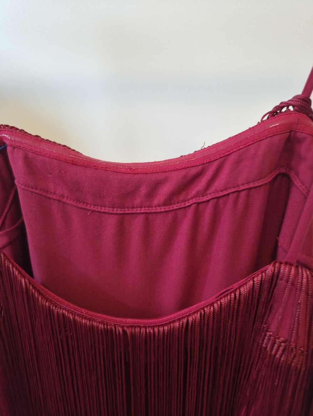 NWT- Commense Burgundy Fringe Midi Dress Women's Spaghetti Strap Party SIZE S - Picture 5 of 9